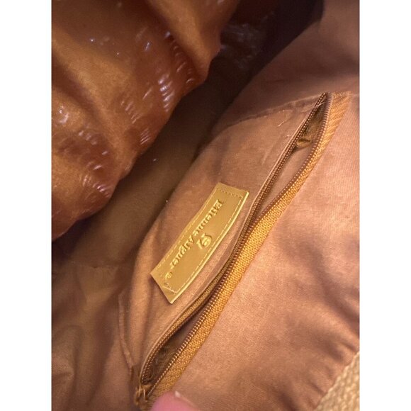 Etienne Aigner Womens Woven Straw Handbag Wooden Handles Lined Fabric Interior - Picture 3 of 5